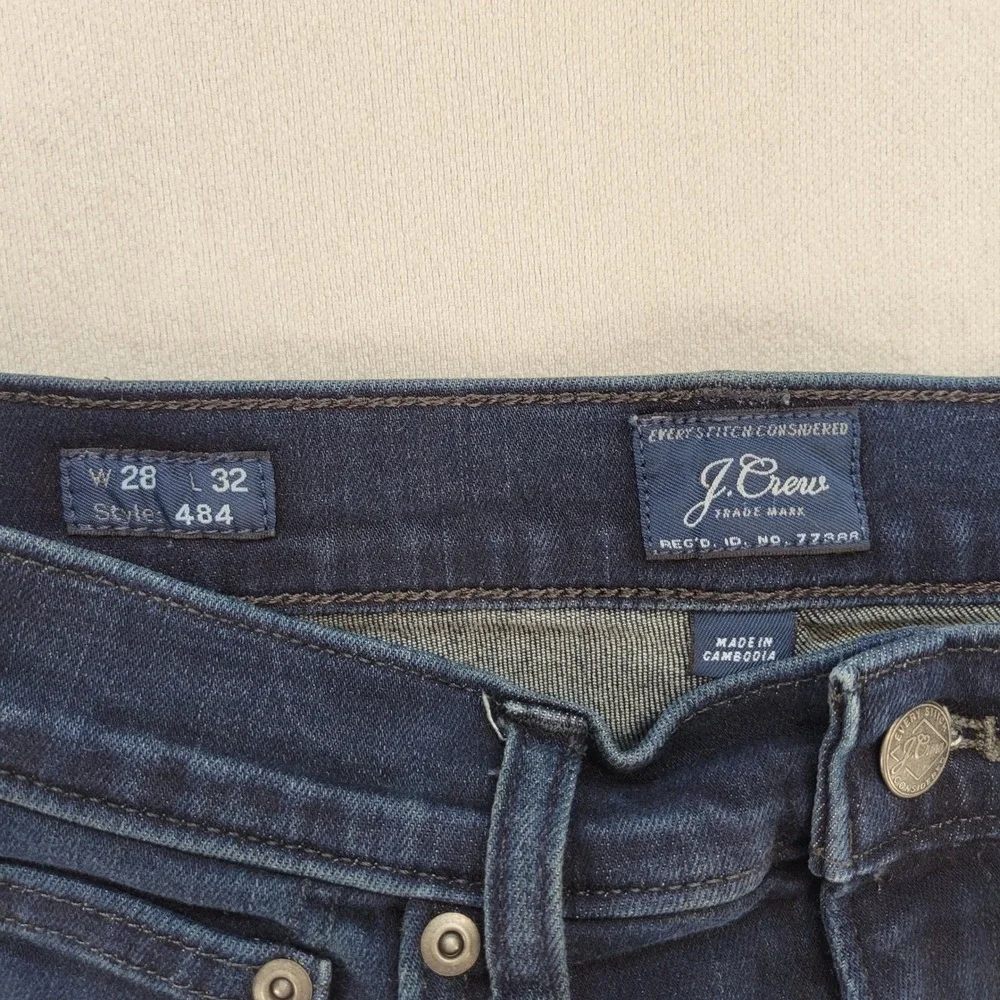 J.Crew 484 Slim Fit Jeans Mens 28x32 Dark Wash Low Rise Stretch Denim